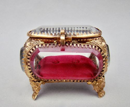 Exquisite 19th C. French Ormulu & Bevelled Glass Jewellery Casket, Circa 1890