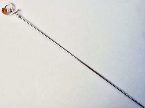 fig 1. EXQUISITE EDWARDIAN SILVER & AMBER GLASS HAT PIN BY CHARLES HORNER, CHESTER 1908