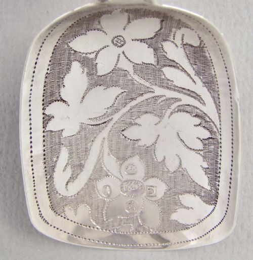 fig 1. EXQUISITE GEORGIAN SILVER CADDY SPOON BY TAYLOR & PERRY, BIRMINGHAM 1827