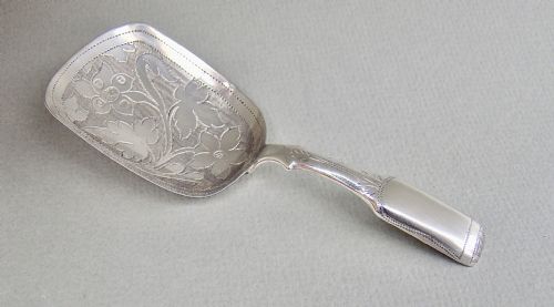 fig 2. EXQUISITE GEORGIAN SILVER CADDY SPOON BY TAYLOR & PERRY, BIRMINGHAM 1827