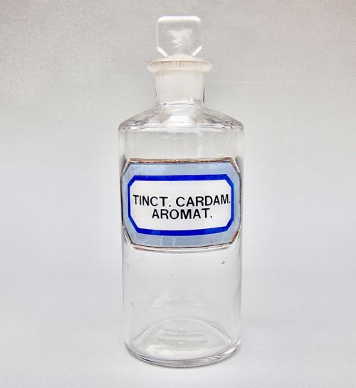 Rare Blue Label Victorian Small Apothecary Bottle, Circa 1890