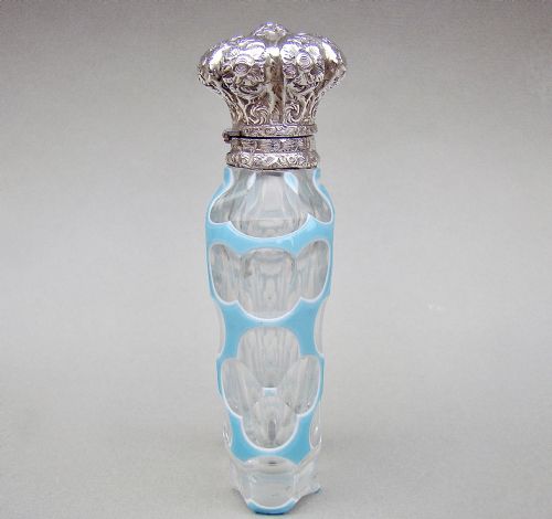 fig 1. FABULOUS 19TH C. SILVER & BOHEMIAN TRIPLE CASED GLASS SCENT BOTTLE, CIRCA 1890