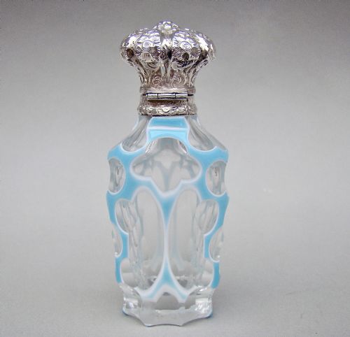 fig 2. FABULOUS 19TH C. SILVER & BOHEMIAN TRIPLE CASED GLASS SCENT BOTTLE, CIRCA 1890