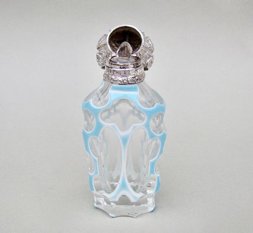 fig 3. FABULOUS 19TH C. SILVER & BOHEMIAN TRIPLE CASED GLASS SCENT BOTTLE, CIRCA 1890