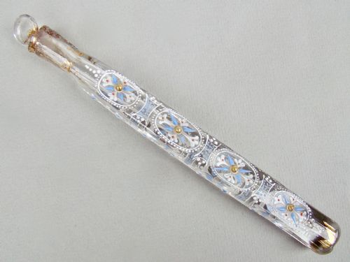 Rare Enamelled Oxford Lavender "Attar" Scent Bottle, Circa 1850