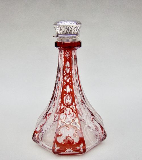 Fabulous Victorian Silver and Bohemian Ruby Glass Scent Bottle, Circa 1880