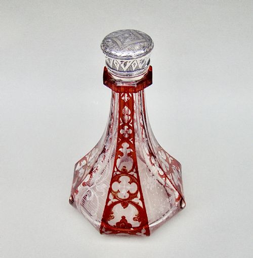 fig 1. FABULOUS VICTORIAN SILVER AND BOHEMIAN RUBY GLASS SCENT BOTTLE, CIRCA 1880