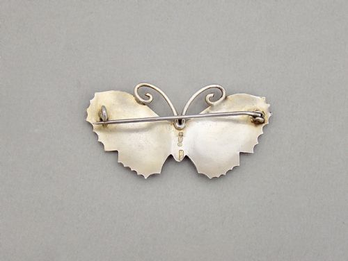 fig 1. ART DECO SILVER & GUILLOCHE ENAMEL BUTTERFLY BROOCH BY THOMAS LYSTER MOTT, BIRMINGHAM 1919
