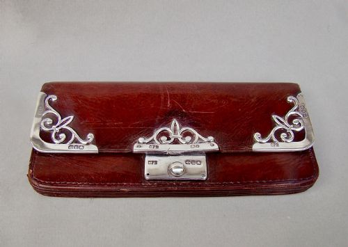 Victorian Silver & Leather Purse by Charles Penny Brown, Birmingham 1894