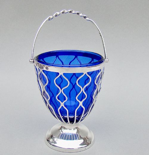 fig 1. VICTORIAN SILVER WIREWORK SUGAR BASKET BY THE HASELER BROTHERS, BIRMINGHAM 1898