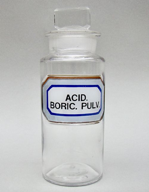 Rare Blue Label Victorian Small Apothecary Jar, Circa 1890