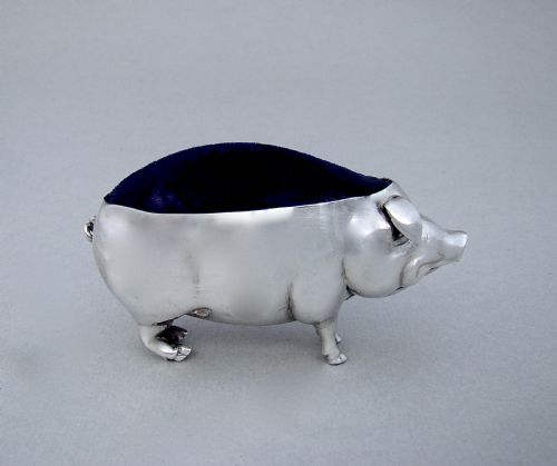 fig 3. LARGE GEORGE V SILVER “ PIG” PIN CUSHION BY ADIE & LOVEKIN , BIRMINGHAM CIRCA 1910