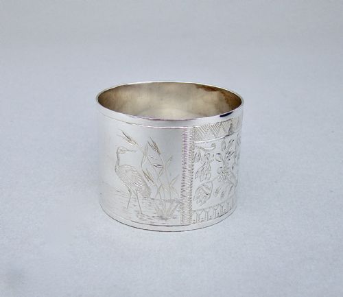 fig 2. CASED VICTORIAN SILVER AESTHETIC MOVEMENT NAPKIN RING BY MARTIN HALL & CO, SHEFFIELD 1861