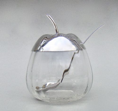 fig 2. EDWARDIAN SILVER APPLE-SHAPED PRESERVE JAR BY COLES & FRYER, BIRMINGHAM 1905