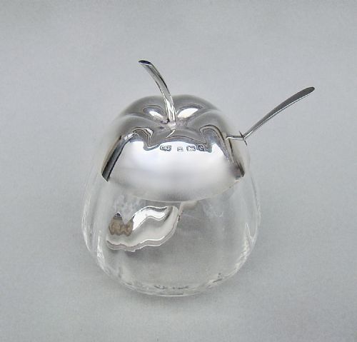 Edwardian Silver Apple-shaped Preserve Jar by Coles & Fryer, Birmingham 1905
