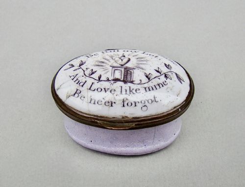 Rare Georgian Bilston Enamel Patch Box, Circa 1780