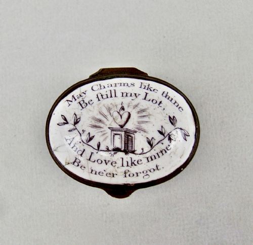 fig 1. RARE GEORGIAN BILSTON ENAMEL PATCH BOX, CIRCA 1780