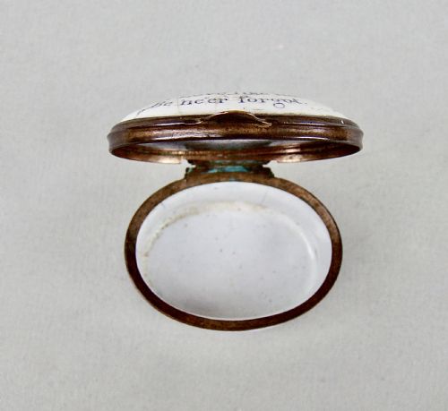 fig 3. RARE GEORGIAN BILSTON ENAMEL PATCH BOX, CIRCA 1780
