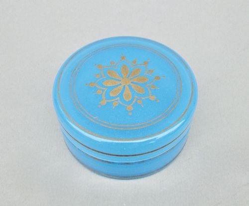 Delightful French Palais Royal Opaline & Gilt Glass Trinket Box, Circa 1880
