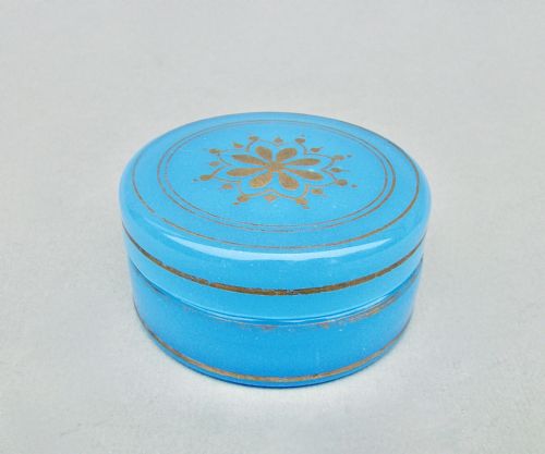 fig 1. DELIGHTFUL FRENCH PALAIS ROYAL OPALINE & GILT GLASS TRINKET BOX, CIRCA 1880