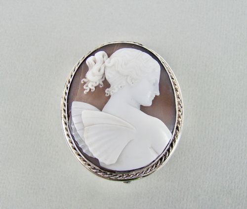 Rare Edwardian Silver Cameo Pill Box by Colen Cheshire, Chester 1904