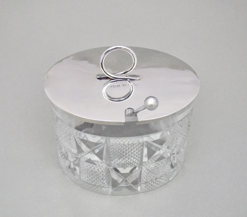 Fabulous Art Deco Silver Mounted Preserve Jar by George Unite, Birmingham 1928