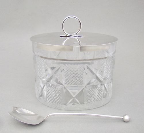 fig 3. FABULOUS ART DECO SILVER MOUNTED PRESERVE JAR BY GEORGE UNITE, BIRMINGHAM 1928