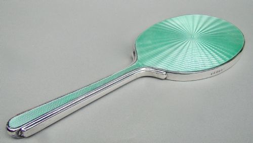 fig 1. FABULOUS SILVER AND GUILLOCHE ENAMEL HAND MIRROR BY MAPPIN & WEBB, BIRMINGHAM 1936