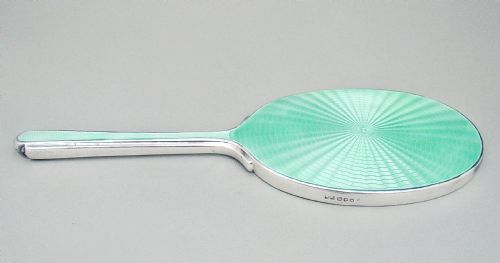 fig 3. FABULOUS SILVER AND GUILLOCHE ENAMEL HAND MIRROR BY MAPPIN & WEBB, BIRMINGHAM 1936
