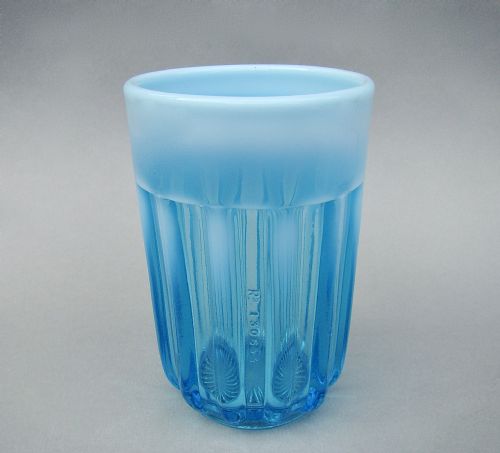 Victorian Blue Pearline Glass Beaker by Davidson, Circa 1890