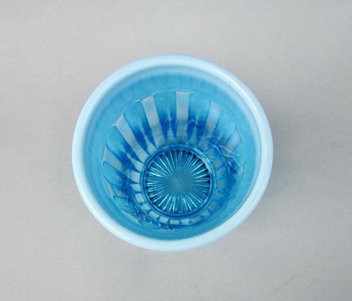 fig 2. VICTORIAN BLUE PEARLINE GLASS BEAKER BY DAVIDSON, CIRCA 1890