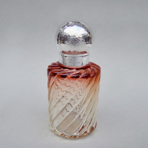 fig 1. FABULOUS SILVER MOUNTED FRENCH BACCARAT BAMBOO PATTERN SCENT BOTTLE, CIRCA 1890
