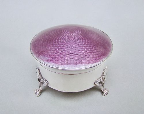 Fabulous Silver and Guilloche Enamel Jewellery Box by Henry Clifford Davis, Birmingham 1910