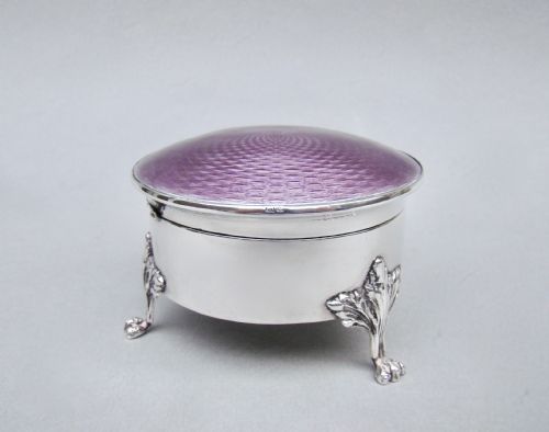 fig 2. FABULOUS SILVER AND GUILLOCHE ENAMEL JEWELLERY BOX BY HENRY CLIFFORD DAVIS, BIRMINGHAM 1910