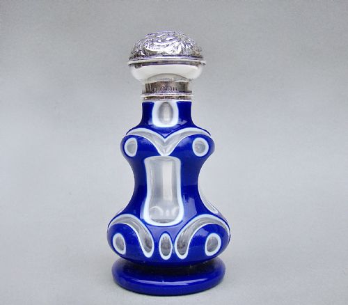fig 1. STUNNING EDWARDIAN SILVER & BOHEMIAN TRIPLE CASED GLASS SCENT BOTTLE, BIRMINGHAM 1907