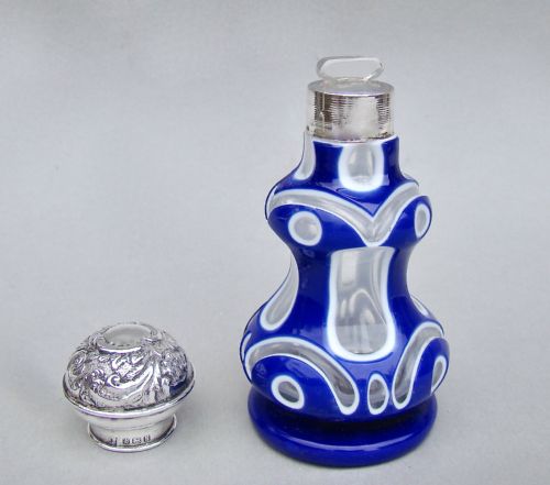 fig 2. STUNNING EDWARDIAN SILVER & BOHEMIAN TRIPLE CASED GLASS SCENT BOTTLE, BIRMINGHAM 1907