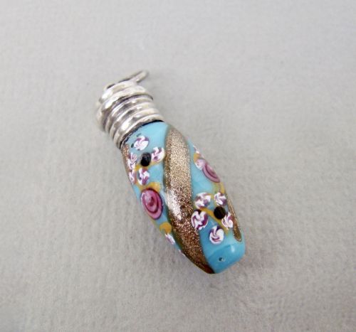 fig 1. RARE MINIATURE EDWARDIAN SILVER & VENETIAN GLASS CHATELAINE SCENT BOTTLE, BIRMINGHAM 1901