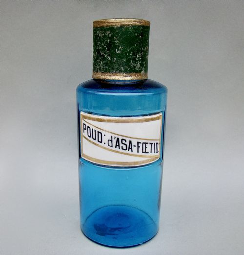 Rare 19th Century French Turquoise Glass Apothecary Jar, Circa 1890