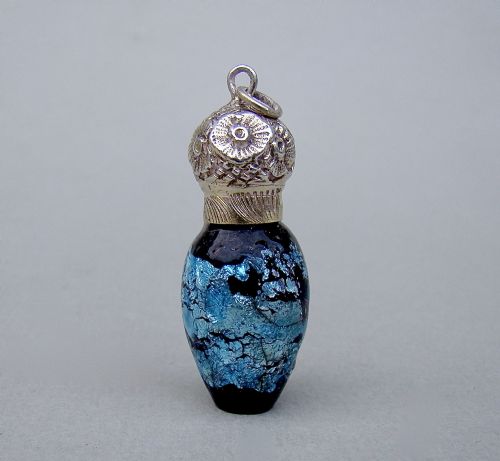 Victorian Miniature Silver & Venetian Glass Scent Bottle, Circa 1890