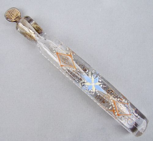 Rare Enamelled Oxford Lavender "Attar" Scent Bottle, Circa 1850
