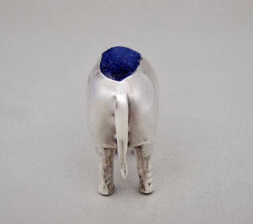 fig 3. SMALL EDWARDIAN SILVER ELEPHANT PIN CUSHION BY SYDNEY & CO, BIRMINGHAM 1906