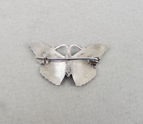 fig 2. SMALL STERLING SILVER & YELLOW ENAMEL BUTTERFLY BROOCH, CIRCA 1930