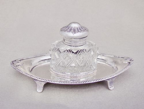 Exquisite Victorian Silver & Glass Inkstand by by Henry Wilkinson & Co, London 1892
