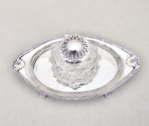 fig 2. EXQUISITE VICTORIAN SILVER & GLASS INKSTAND BY BY HENRY WILKINSON & CO, LONDON 1892
