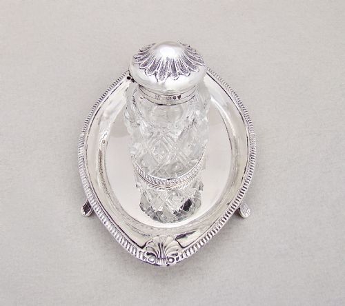 fig 3. EXQUISITE VICTORIAN SILVER & GLASS INKSTAND BY BY HENRY WILKINSON & CO, LONDON 1892

