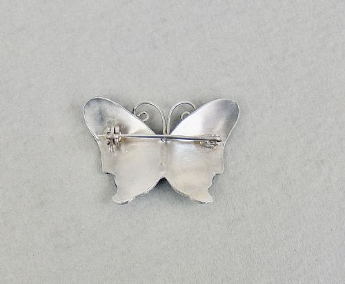 fig 2. SCANDINAVIAN STERLING SILVER & GUILLOCHE ENAMEL BUTTERFLY BROOCH, CIRCA 1930