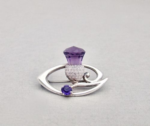 Exquisite Charles Horner Art Nouveau Silver & Amethyst Brooch, Chester 1909
