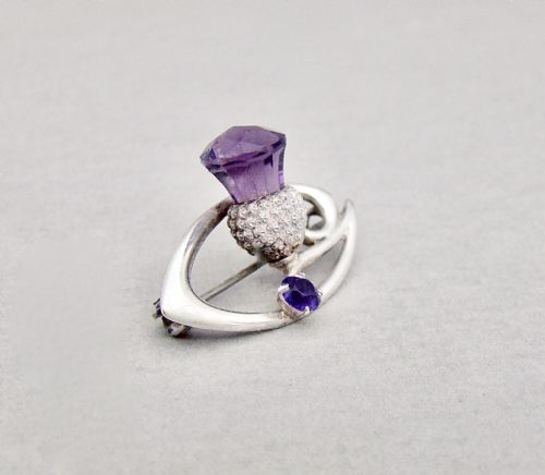 fig 1. EXQUISITE CHARLES HORNER ART NOUVEAU SILVER & AMETHYST BROOCH, CHESTER 1909