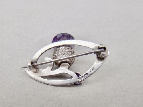 fig 2. EXQUISITE CHARLES HORNER ART NOUVEAU SILVER & AMETHYST BROOCH, CHESTER 1909