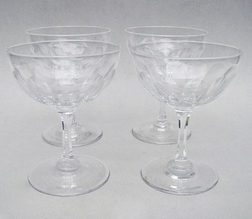 fig 1. ELEGANT SET OF FOUR OF VICTORIAN SLICED-CUT CHAMPAGNE COUPES, CIRCA 1890
